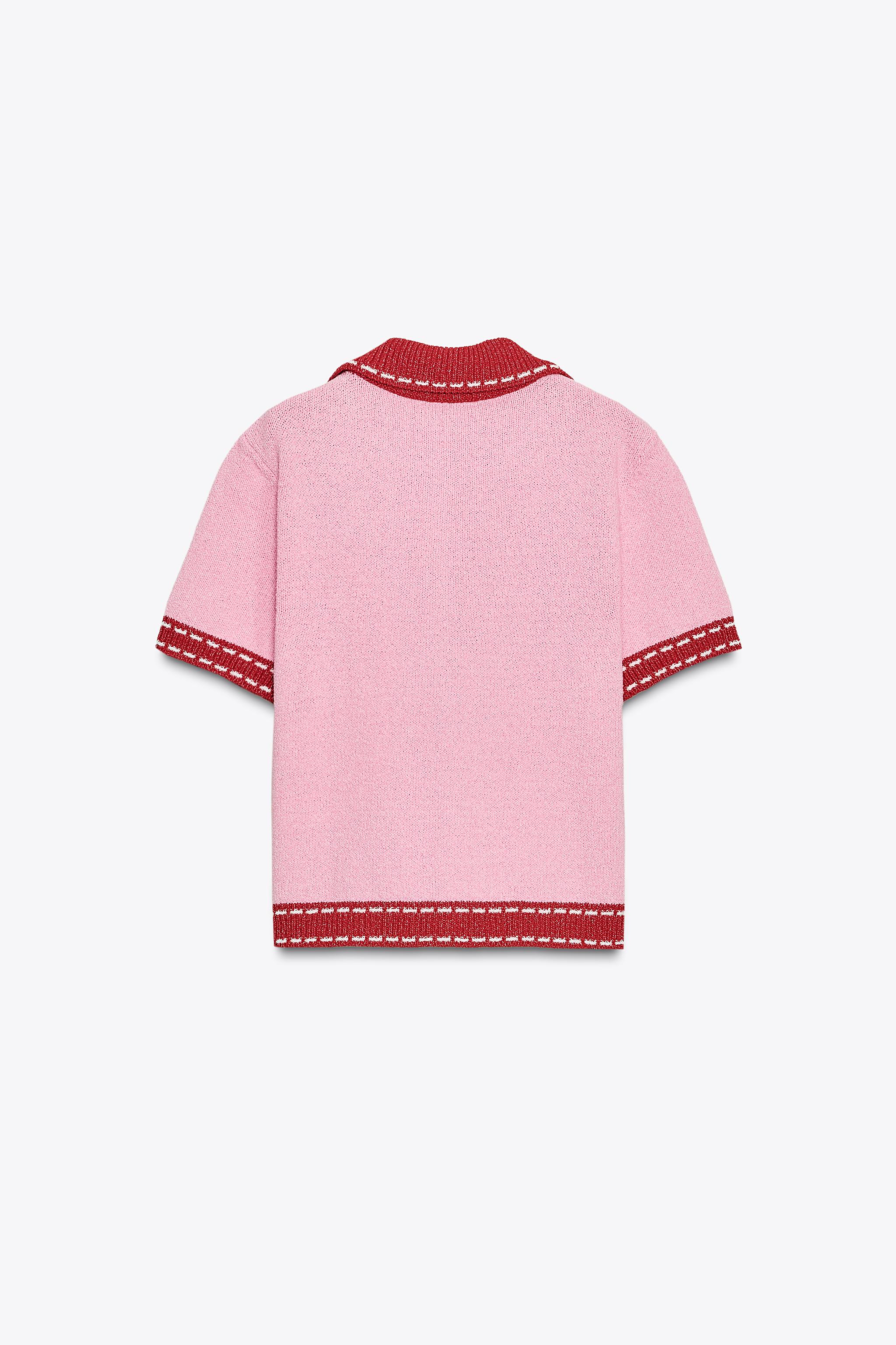 SHORT SLEEVE STITCHED KNIT CARDIGAN